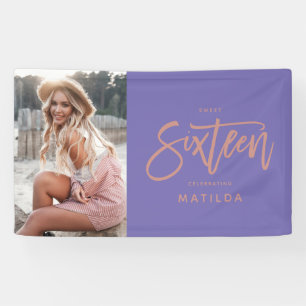 mädchenhaft lila Rose Gold 16. sechzehn Geburtsta Banner