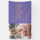 mädchenhaft lila Rose Gold 16. sechzehn Geburtstag Banner (Vertikal)