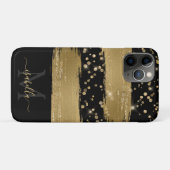 Mädchenhaft lustiges schwarzes goldenes Glitter-Sc Case-Mate iPhone Hülle (Rückseite (Horizontal))