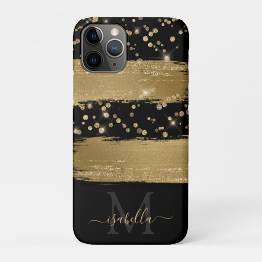 Mädchenhaft lustiges schwarzes goldenes Glitter-Sc Case-Mate iPhone Hülle (Rückseite)