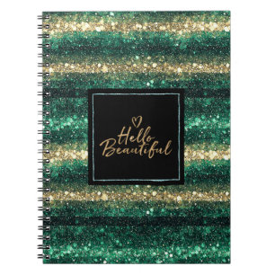 Mädchenhaft Mint Gold Glitter Schwarz Hallo Schönh Notizblock
