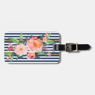 Mädchenhaft Moderne Chic Blumen -Streifen Gepäckanhänger