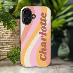 Mädchenhaft Retro Vintage Welle Personalisierter N iPhone 16 Hülle