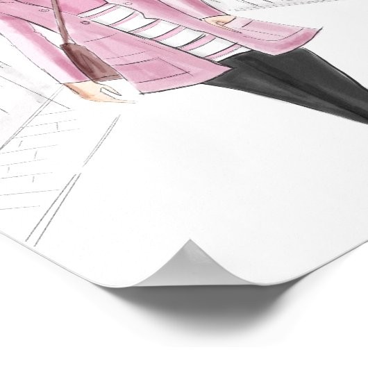 mädchenhaft rosa, bedruckbar, Modekizze, Poster (Ecke)