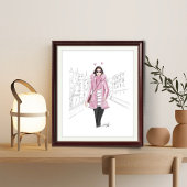 mädchenhaft rosa, bedruckbar, Modekizze, Poster