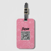 Mädchenhaft Rosa Beere Erdbeere Kirsche Modern. Gepäckanhänger (Vorderseite Vertikal)