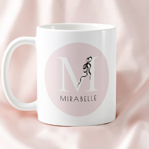 Mädchenhaft Rosa Elegant Schwarze Schleife Initial Kaffeetasse