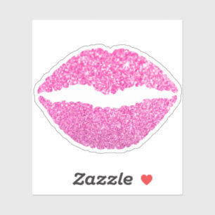 Mädchenhaft rosa falscher Glitter Lippenstift Kuss Aufkleber