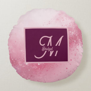 Mädchenhaft rosa feminine abstrakte Marmor-Funkels Rundes Kissen
