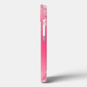 Mädchenhaft rosa funkelnde Glitter-Monogramm Case-Mate iPhone Hülle (Rückseite / Links)