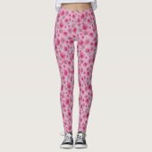 Mädchenhaft rosa Gerbera-Daisy Blumenmuster Leggings (Vorderseite)