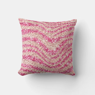 Mädchenhaft rosa Glitter-Zebra-Muster             Kissen