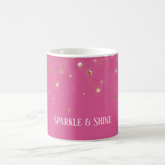 Mädchenhaft Rosa Gold Glitzer Konfetti Kaffeetasse (Mittel)