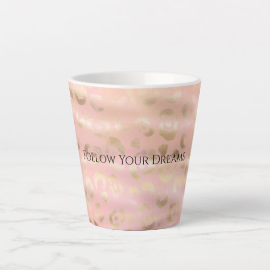 Mädchenhaft Rosa Gold Leopard Tier Milchtasse (Vorderseite)
