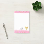 Mädchenhaft Rosa Gold Punkte Herz Post-it Klebezettel (Büro)