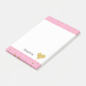 Mädchenhaft Rosa Gold Punkte Herz Post-it Klebezettel (angewinkelt)