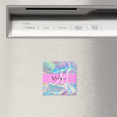 Mädchenhaft rosa holografischer irisierender Monog Magnet (In Situ (Geschirrspüler))