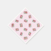 Mädchenhaft rosa Mahjong-Blumenkacheln Serviette (Ecke)