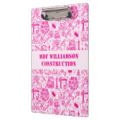 mädchenhaft rosa moderner Architectural Blueprint Klemmbrett (Links)