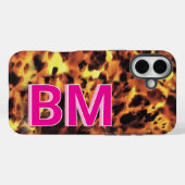 Mädchenhaft Rosa Monogramm Schildpatt Case-Mate iPhone Hülle (Rückseite (Horizontal))