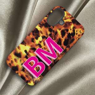 Mädchenhaft Rosa Monogramm Schildpatt iPhone 16 Plus Hülle