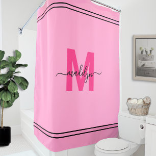 Mädchenhaft Rosa Personalisiertes Elegantes Namens Duschvorhang