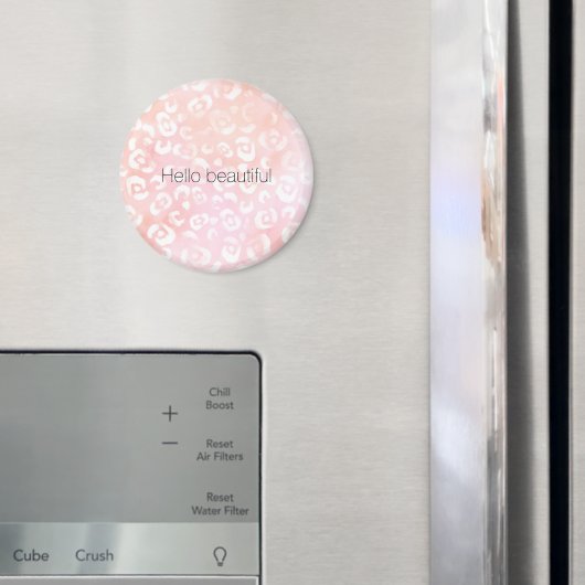 Mädchenhaft Rosa Pfirsich Gold Leopard Tier Magnet (In Situ (Kühlschrank))