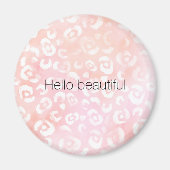 Mädchenhaft Rosa Pfirsich Gold Leopard Tier Magnet (Vorne)