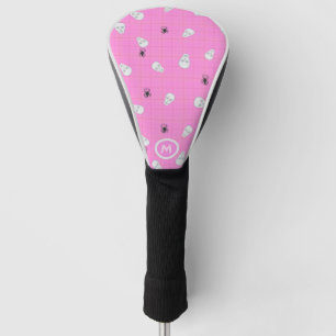 Mädchenhaft rosa Totenköpfe & Spinnen rosa Hallowe Golf Headcover