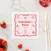 Mädchenhaft rote Koketten-Galentin-Party Serviette (Beispiel)