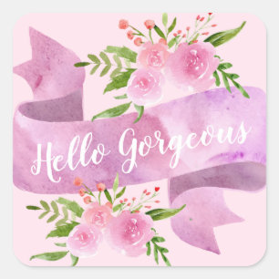 Mädchenhaft Schicke Rosa Hello Gorgeous Quadratischer Aufkleber