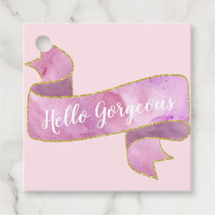 Mädchenhaft schöne rosa Hello Gorgeous Goldband Geschenkanhänger