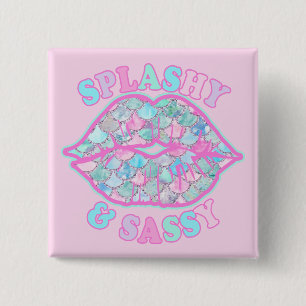 Mädchenhaft Spritzig & Sassig Rosa Türkis Mermaid Button