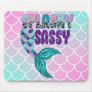 Mädchenhaft spritzig sassy rosa lila grüne Meerjun Mousepad