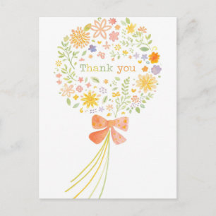 Mädchenhaft und süße Floral-Aquarell-Dankeskarten, Postkarte