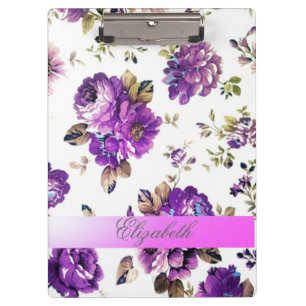 Mädchenhaft Vintage Chic Blumen-Personalisiert Klemmbrett