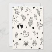 Mädchenhafte Abitur-Poolparty mit Doodle-Design Einladung (Rückseite)