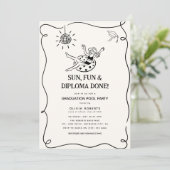 Mädchenhafte Abschluss-Poolparty Einladung (Stehend Vorderseite)