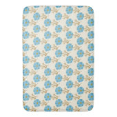 Mädchenhafte blaue Blumen Creme Badematte (Vorderseite Vertikal)