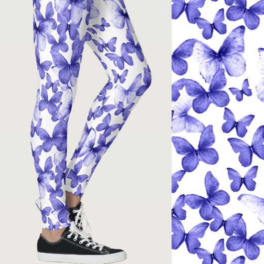 Mädchenhafte blaue Schmetterlinge Whimsical Muster Leggings