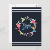 mädchenhafte Blumensprache "Enjoy Life" Postkarte (Vorne/Hinten)