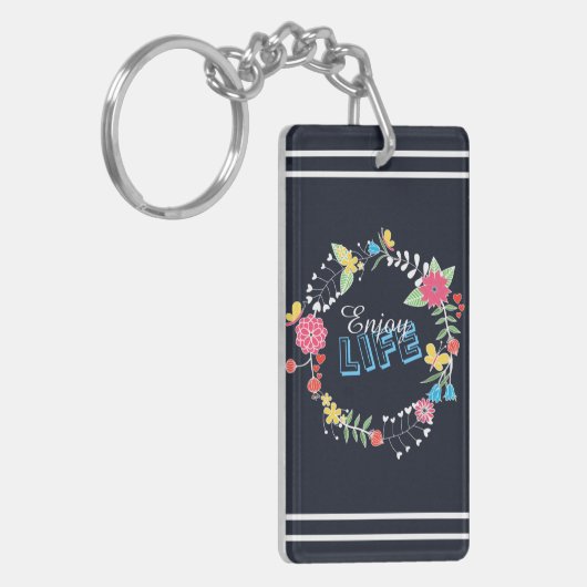 mädchenhafte Blumensprache "Enjoy Life" Schlüsselanhänger (Vorderseite links)