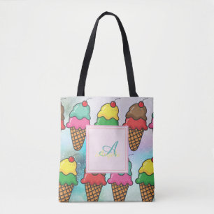 Mädchenhafte bunte Eistüten - Personalisiert Tasche