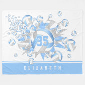 mädchenhafte, graue Volleyballs und Sterne Fleecedecke (Vorderseite (Horizontal))