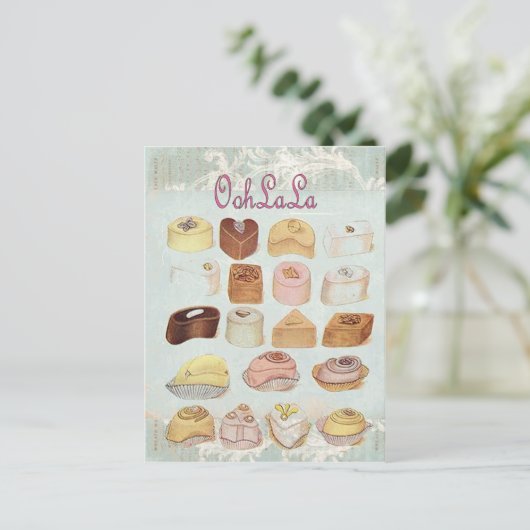 mädchenhafte grüne französische Dessert süße Schok Postkarte (Stehend Vorderseite)