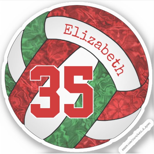 mädchenhafte grüne Volleyballfarben Aufkleber (Vorderseite)