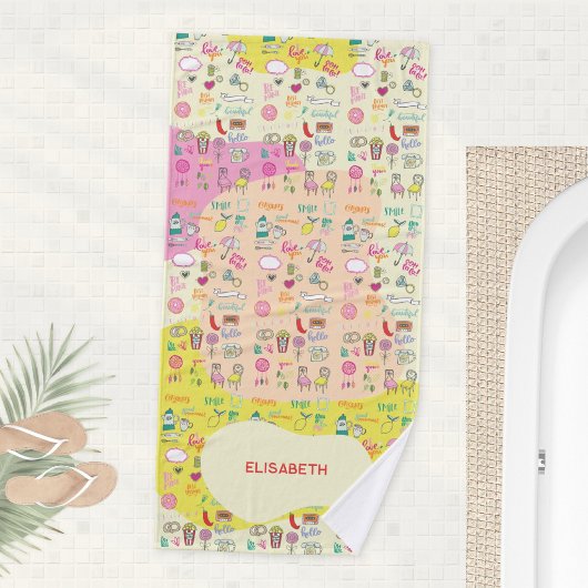 Mädchenhafte Kawaii-Doodle-Pastell-Blobs Badehandtuch