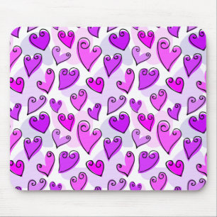 Mädchenhafte lila Herzen Süße romantische Valentin Mousepad
