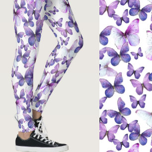 Mädchenhafte lila Schmetterlinge Whimsical Muster Leggings
