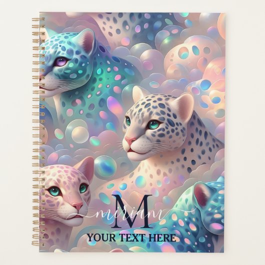 Mädchenhafte Opal Leopardenprint Büro Schule Planer (Vorderseite)
